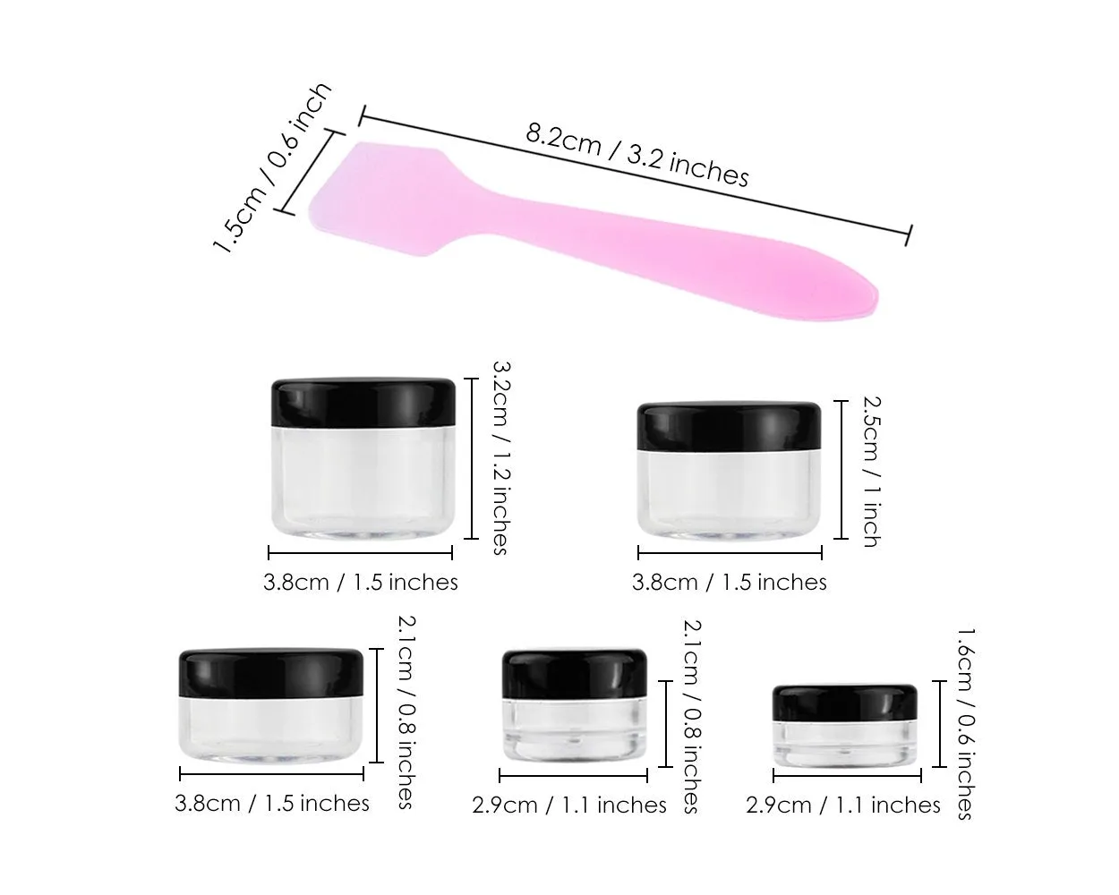 10 Pieces Makeup Travel Containers with Lids and 5 Mini Spatulas