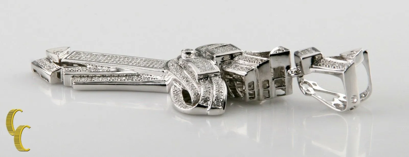 10.00 carat Diamond Cross Invisibly Set 14k White Gold Pendant