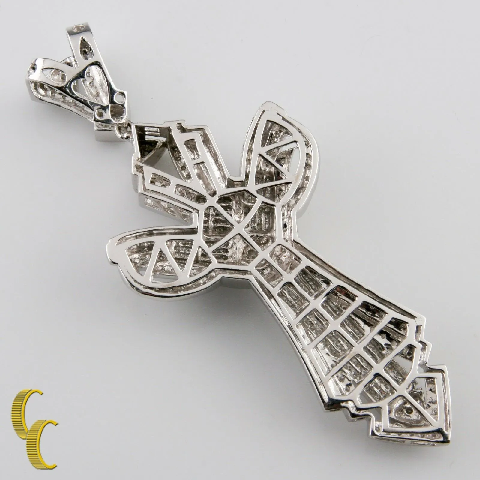 10.00 carat Diamond Cross Invisibly Set 14k White Gold Pendant