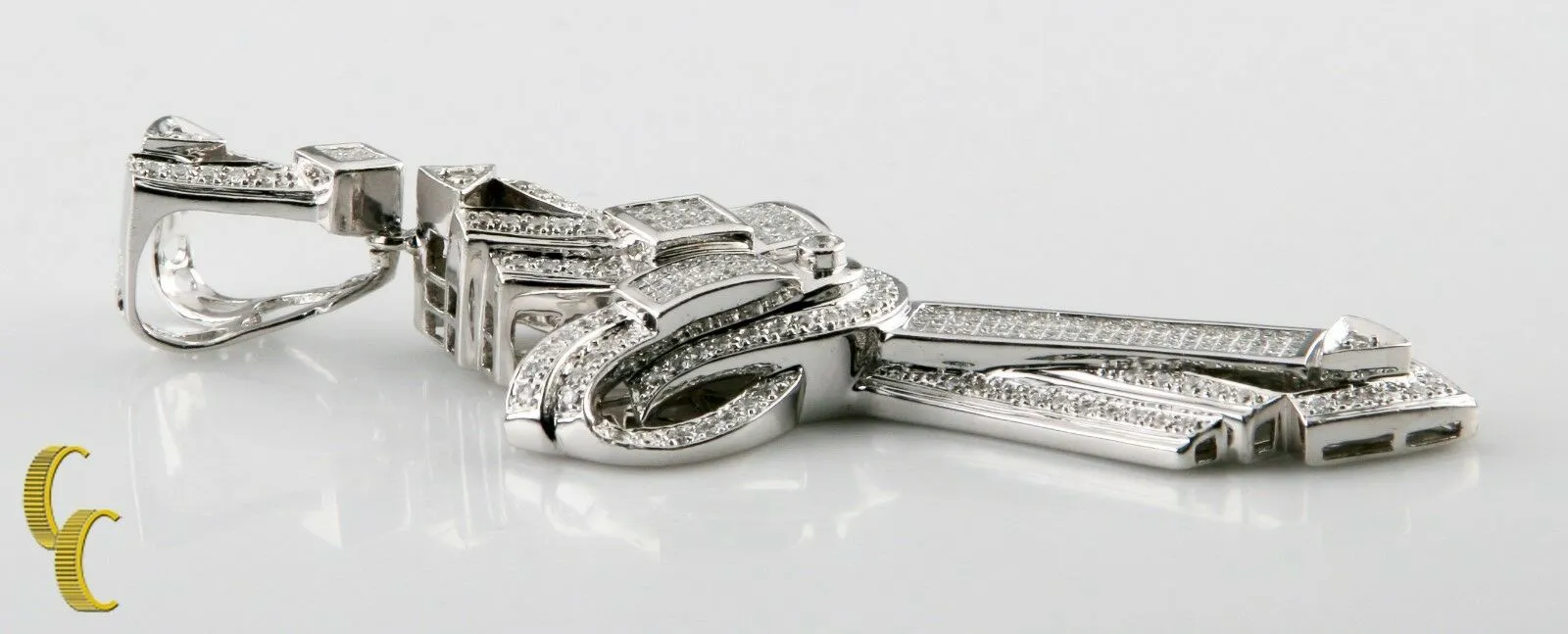 10.00 carat Diamond Cross Invisibly Set 14k White Gold Pendant