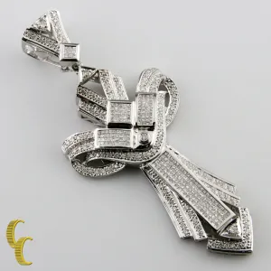 10.00 carat Diamond Cross Invisibly Set 14k White Gold Pendant
