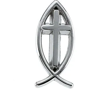 10k Yellow Gold Ichthus (Fish) with Cross Lapel Pin