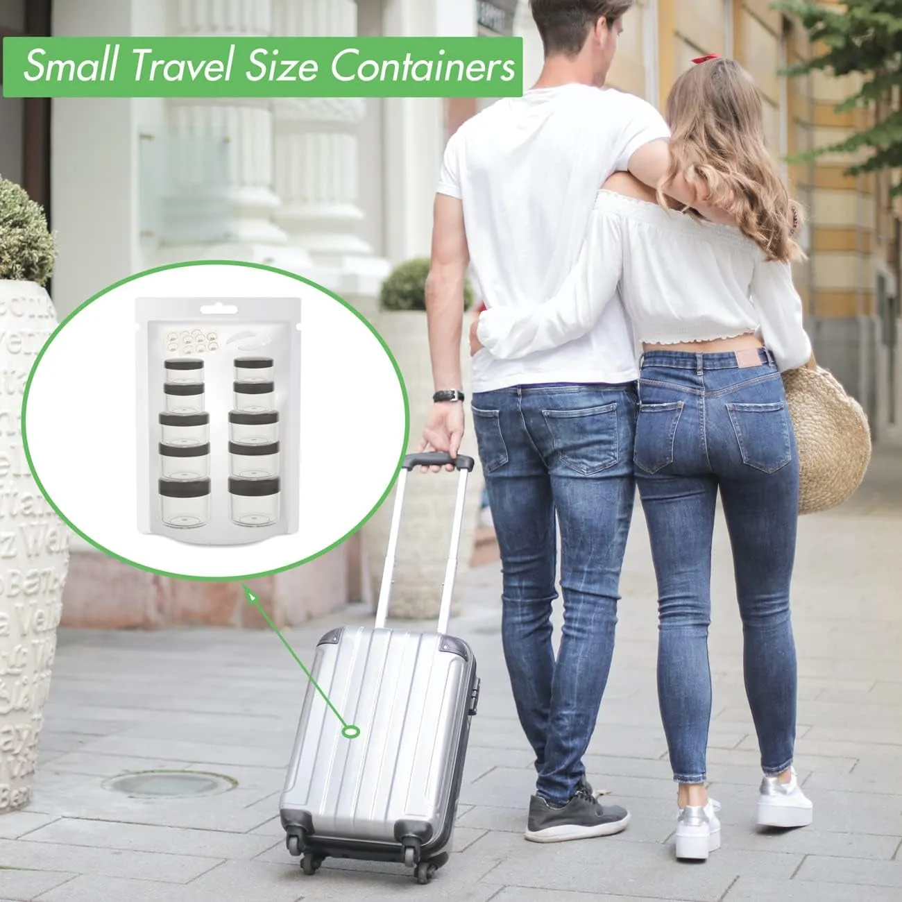 10Pcs Small Travel Containers, Black Sample Containers with Screw Lids, 5 Size 3/5/10/15/20 Gram Sample Jars with 12Pcs Labels and 2Pcs Mini Disposable Spatula, Makeup Sample Containers BPA Free