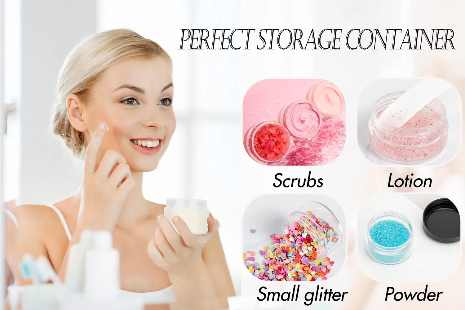 10Pcs Small Travel Containers, Black Sample Containers with Screw Lids, 5 Size 3/5/10/15/20 Gram Sample Jars with 12Pcs Labels and 2Pcs Mini Disposable Spatula, Makeup Sample Containers BPA Free