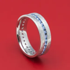 14K Gold and Denim Sapphire Eternity Ring Custom Made