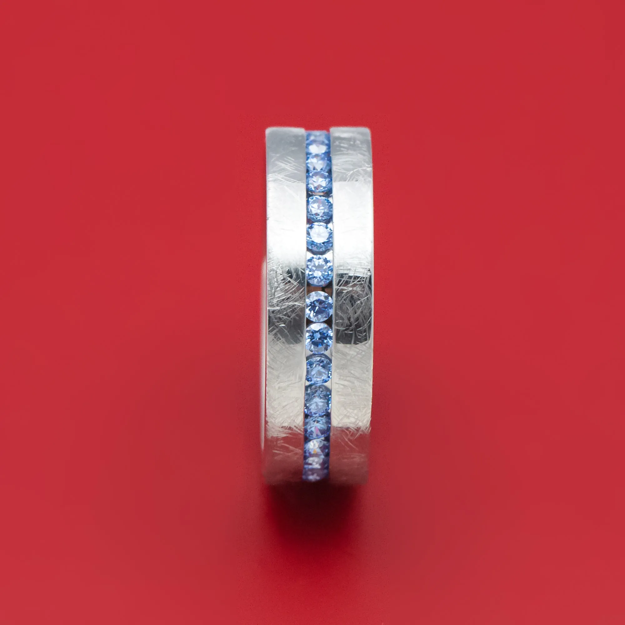 14K Gold and Denim Sapphire Eternity Ring Custom Made