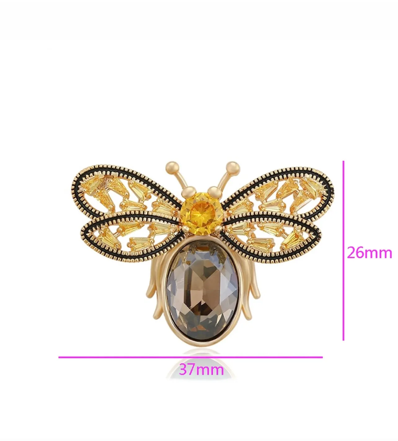 14K Gold Plated Luxe Crystal Bee Brooch