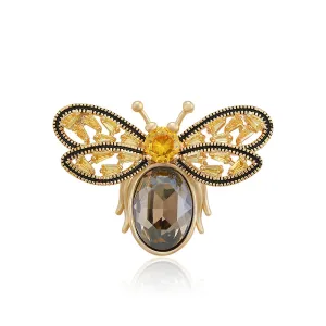 14K Gold Plated Luxe Crystal Bee Brooch