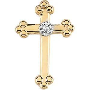 14k White Gold 14x9mm Diamond Cross Lapel Pin
