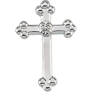 14k White Gold 14x9mm Diamond Cross Lapel Pin