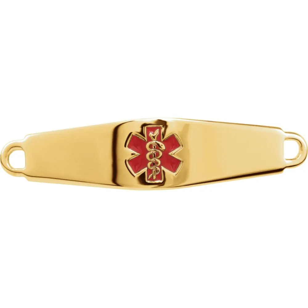 14k Yellow Gold Engravable Medical I.D. Plate