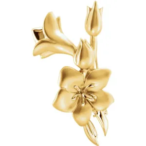 14k Yellow Gold Flower Design Brooch