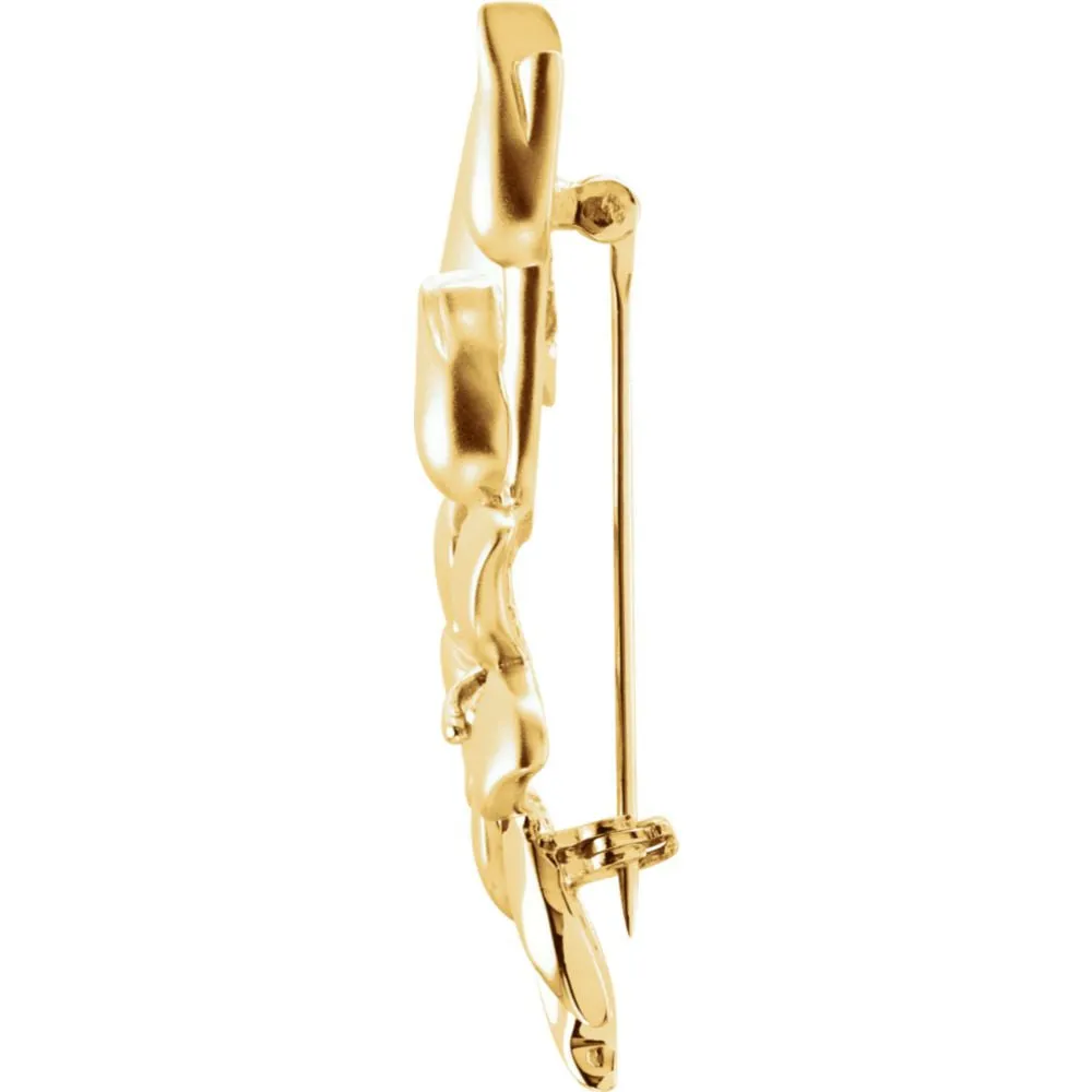 14k Yellow Gold Flower Design Brooch