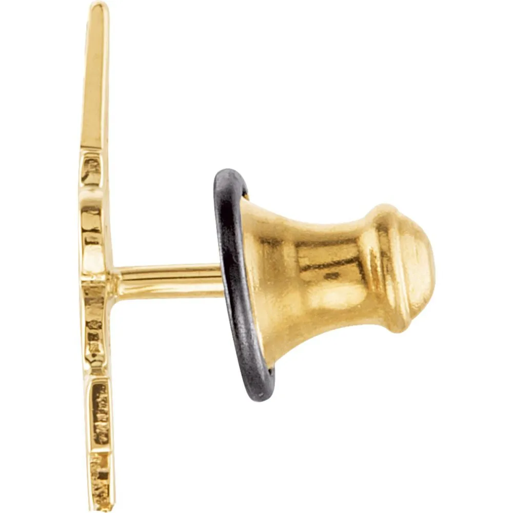 14k Yellow Gold Single Initial Collar Pin with Diamond
