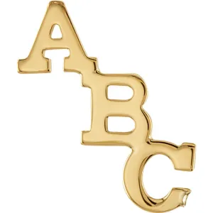 14k Yellow Gold Single Initial Collar Pin with Diamond