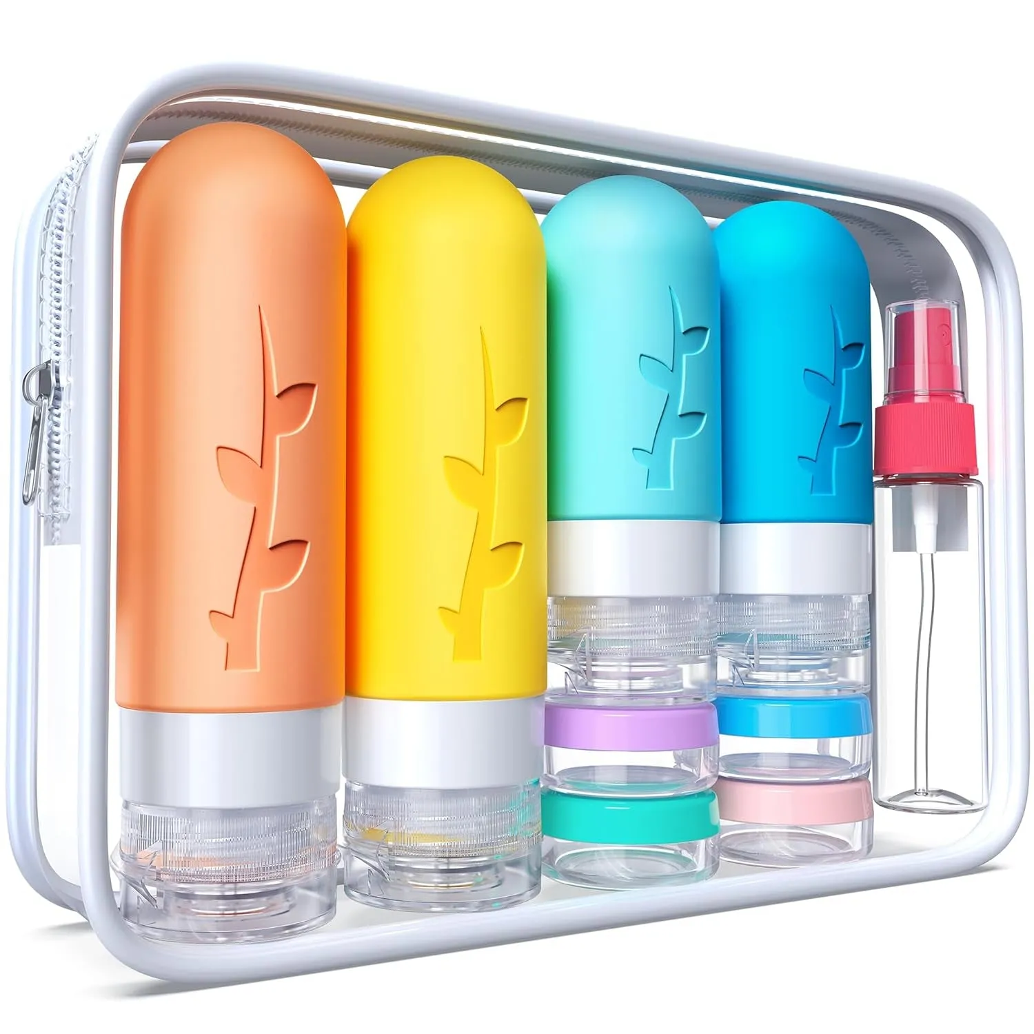 18Pack Travel Bottles for Toiletries,Tsa Approved Silicone Travel Size Containers for Toiletries,Leak Proof Refillable Liqus Shampoo and Conditioner Travel Essentials Toiletry Bottles