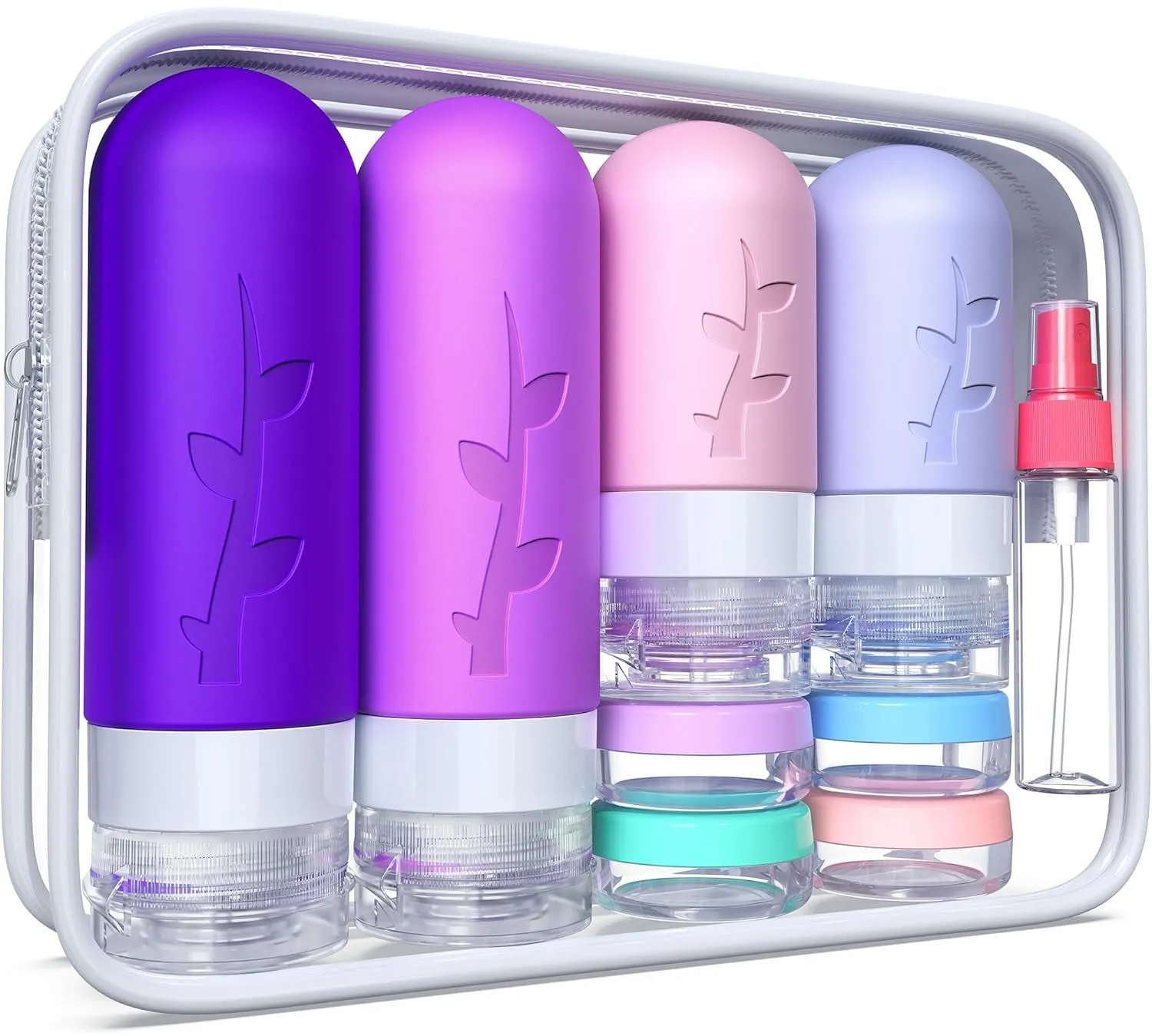 18Pack Travel Bottles for Toiletries,Tsa Approved Silicone Travel Size Containers for Toiletries,Leak Proof Refillable Liqus Shampoo and Conditioner Travel Essentials Toiletry Bottles