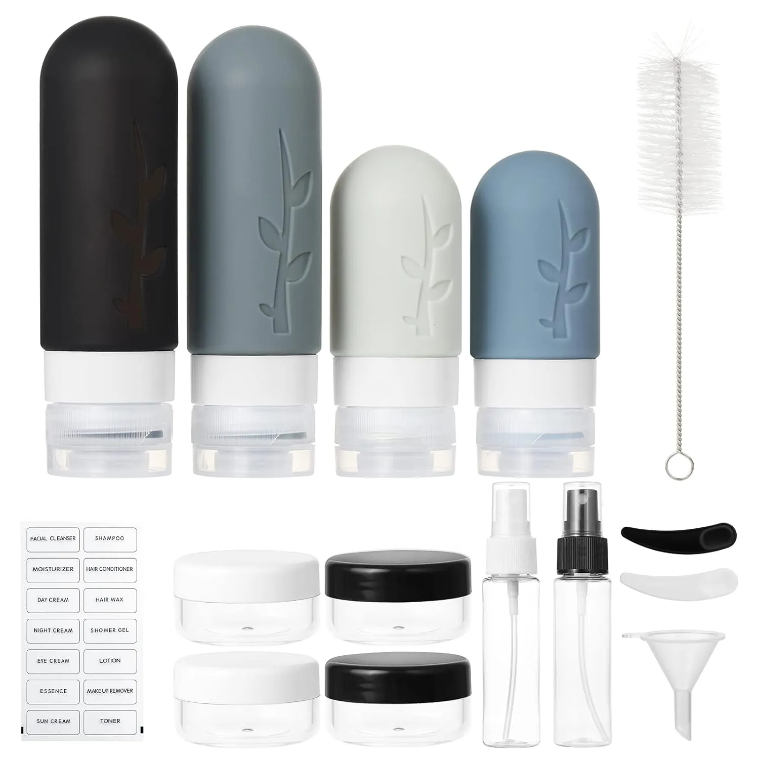 18Pack Travel Bottles for Toiletries,Tsa Approved Silicone Travel Size Containers for Toiletries,Leak Proof Refillable Liqus Shampoo and Conditioner Travel Essentials Toiletry Bottles