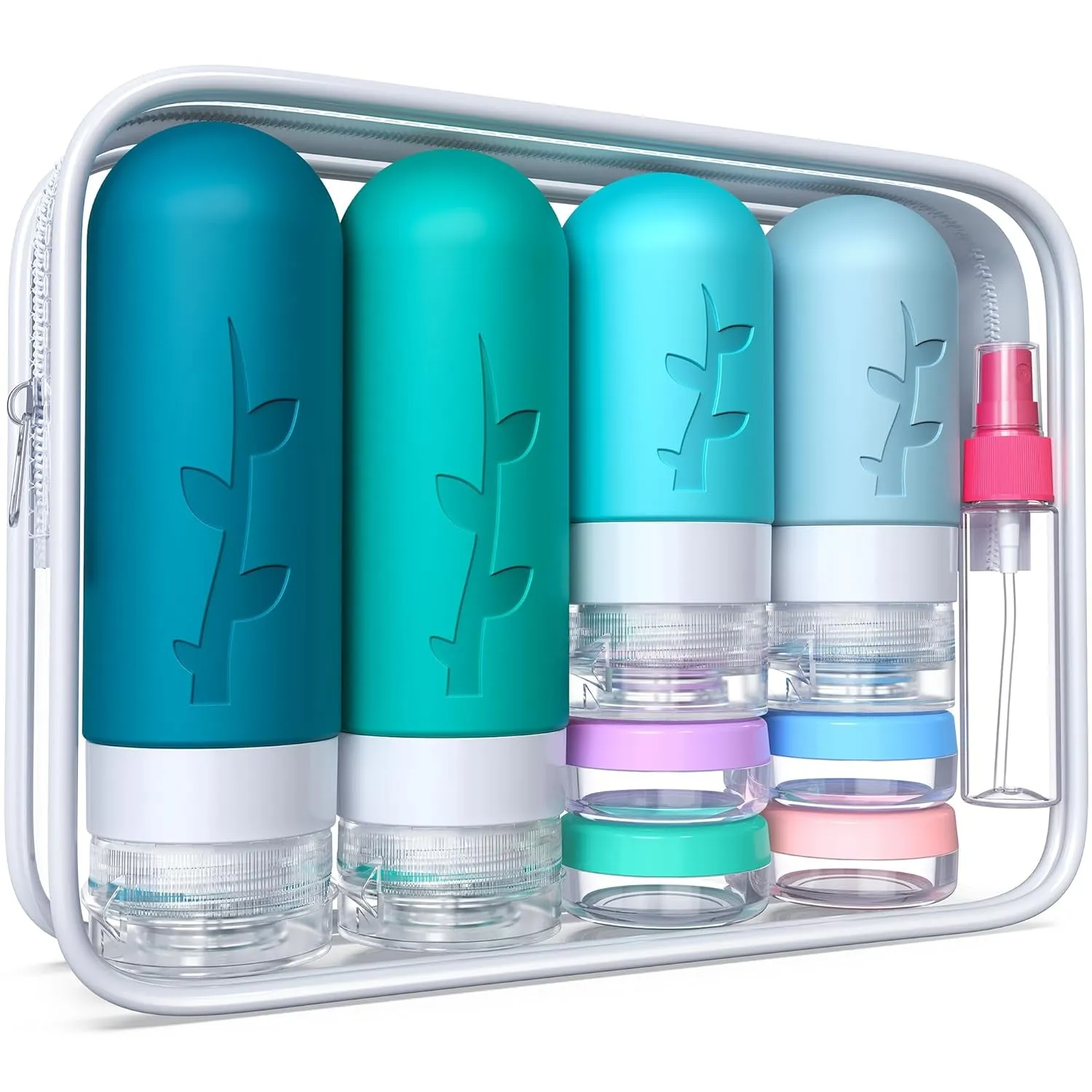 18Pack Travel Bottles for Toiletries,Tsa Approved Silicone Travel Size Containers for Toiletries,Leak Proof Refillable Liqus Shampoo and Conditioner Travel Essentials Toiletry Bottles