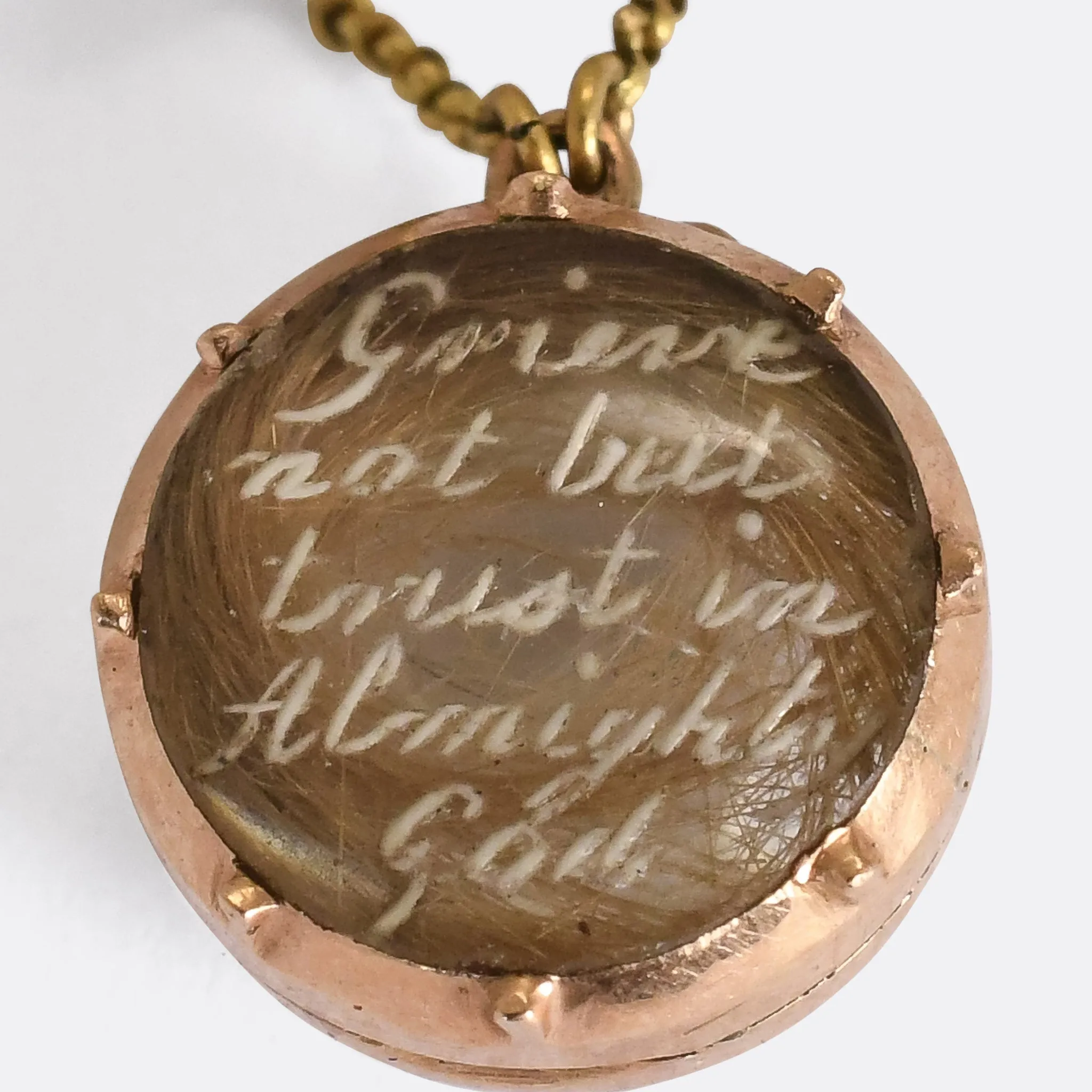 18th Century Miniature hard stone Cherub Brooch, "Grieve Not But Trust In Almighty God"