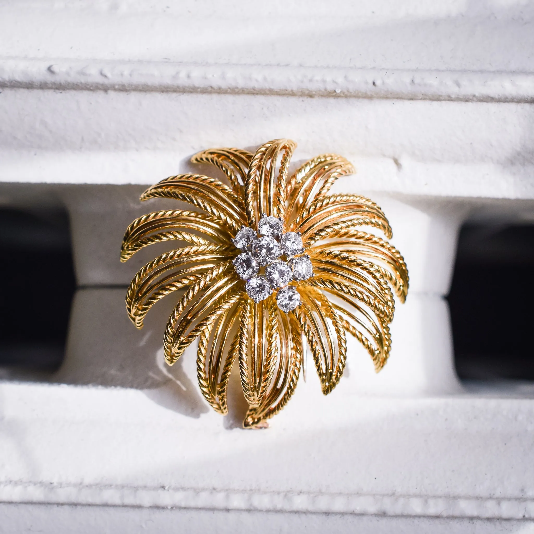 1950s Boucheron Diamond Flower Brooch