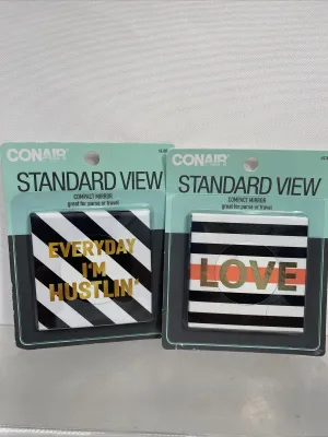(2) Conair Standard View Compact Mirror Purse Travel Hand Held Hustlin’  Love