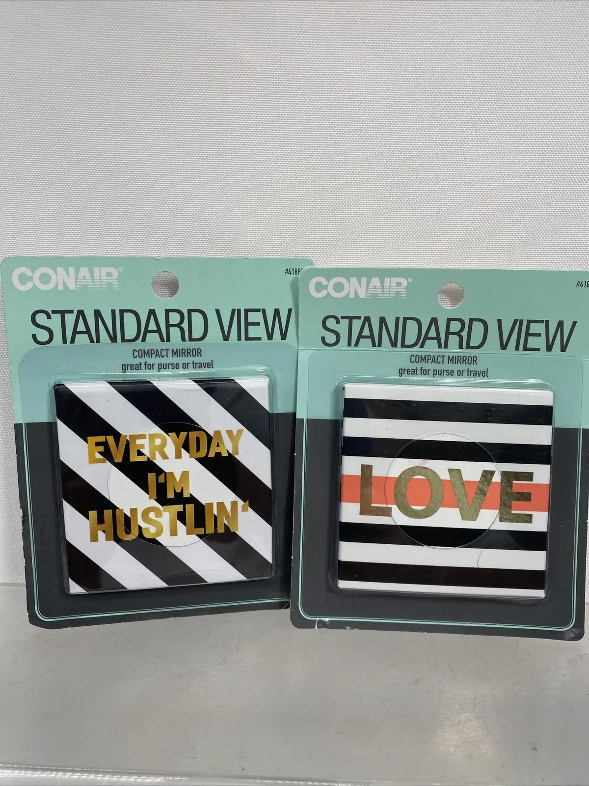 (2) Conair Standard View Compact Mirror Purse Travel Hand Held Hustlin’  Love