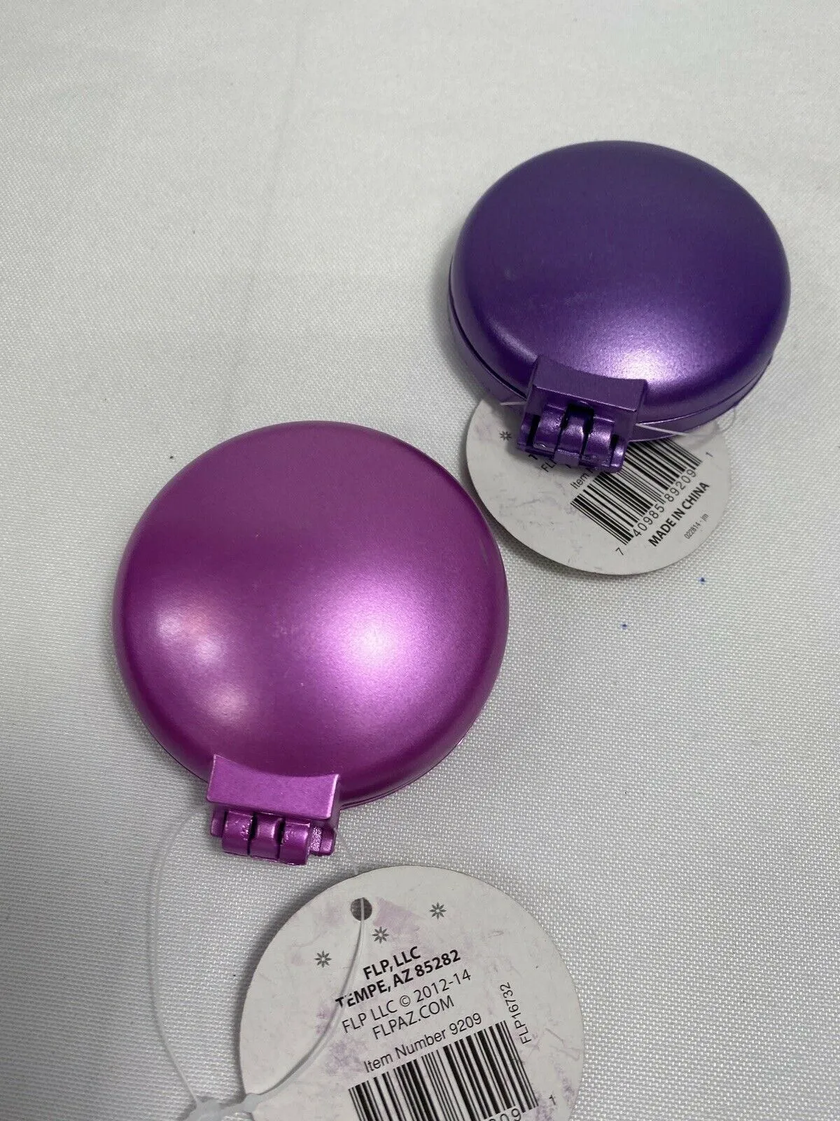 (2) Folding Travel Brush With Mirror Round Pink Purple Hair Pocket Purse On Go
