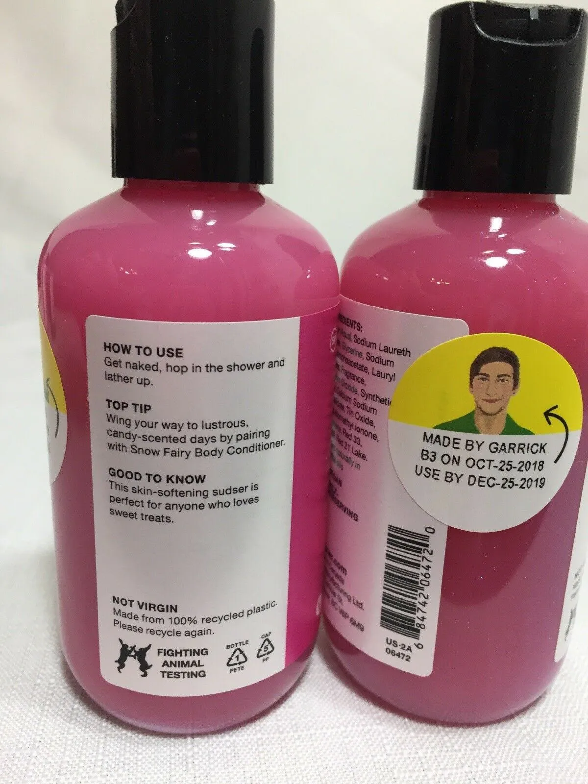(2) Snow Fairy Lush Cosmetics Shower Gel Candy Scented Sparkle Travel 3.3oz