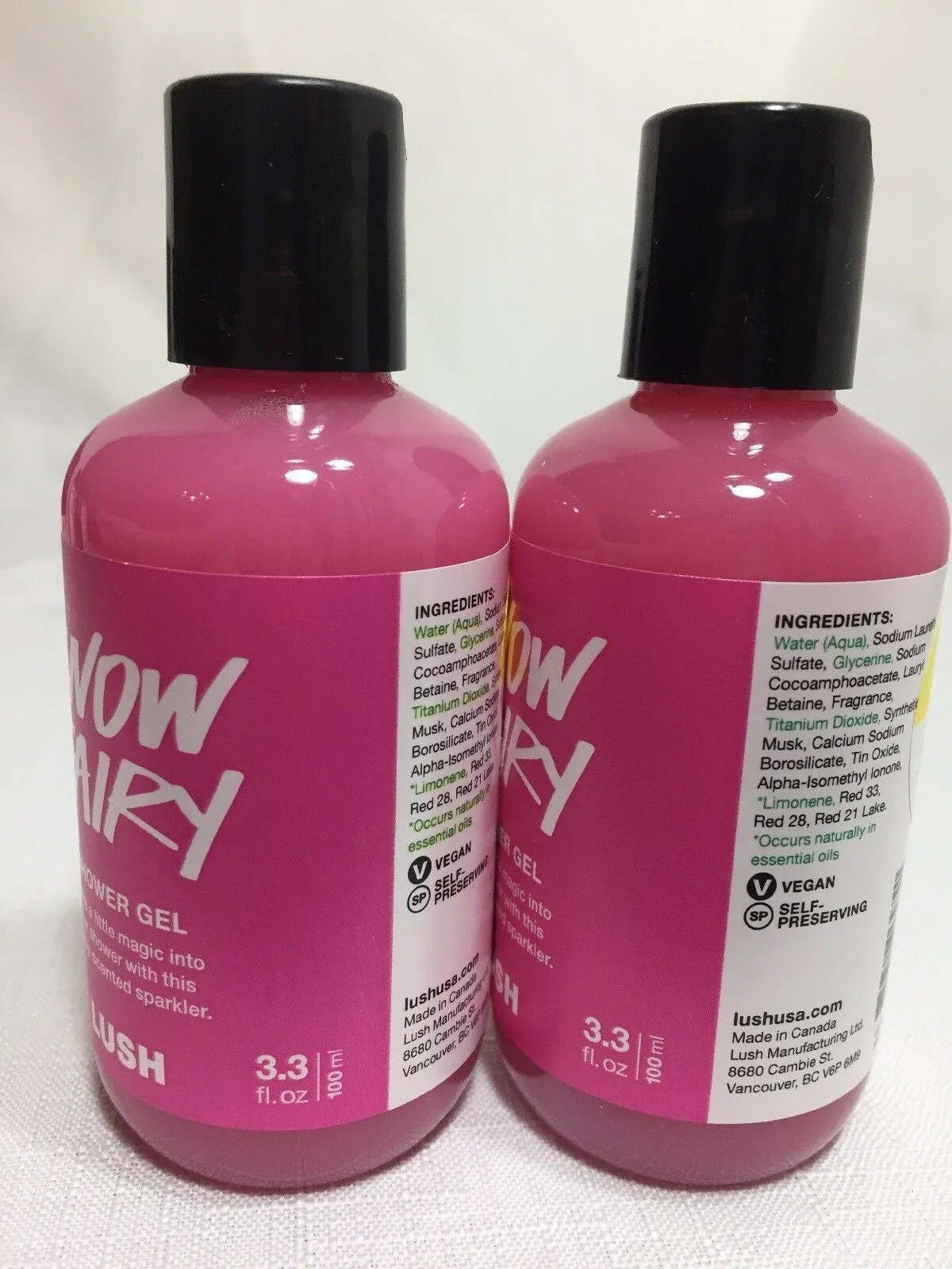 (2) Snow Fairy Lush Cosmetics Shower Gel Candy Scented Sparkle Travel 3.3oz