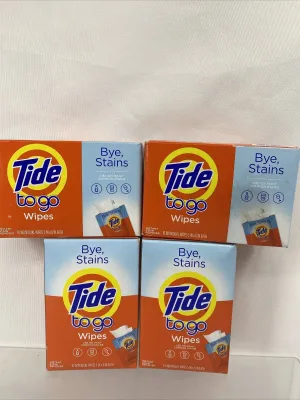 (2) Tide To Go Wipes 10 Individual Wipes Per Box Easy Travel Size  Remove Stain