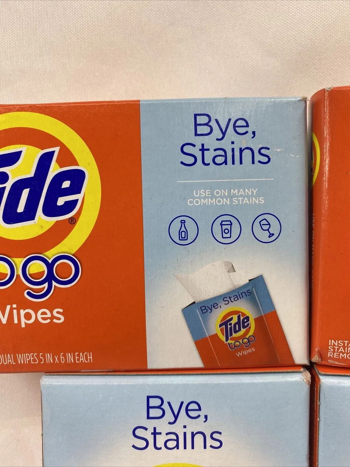 (2) Tide To Go Wipes 10 Individual Wipes Per Box Easy Travel Size  Remove Stain