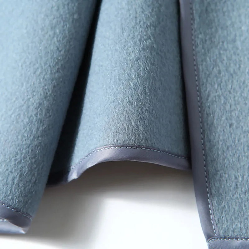 2022 New Women Wool Coats Cashmere Slim Solid Trench Long Coats Belt Winter 4827