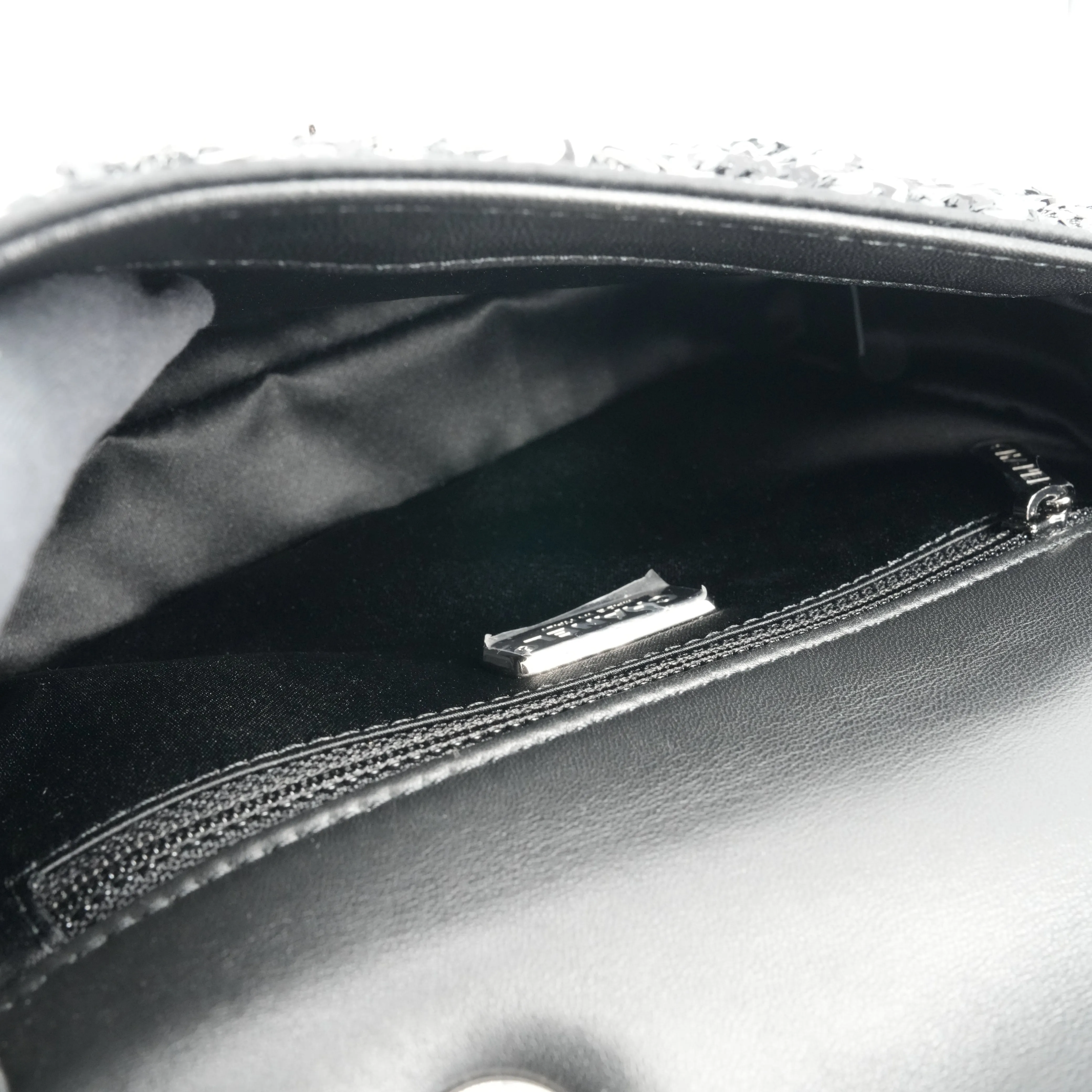 20K Black and White Sequin Mini Flap Bag
