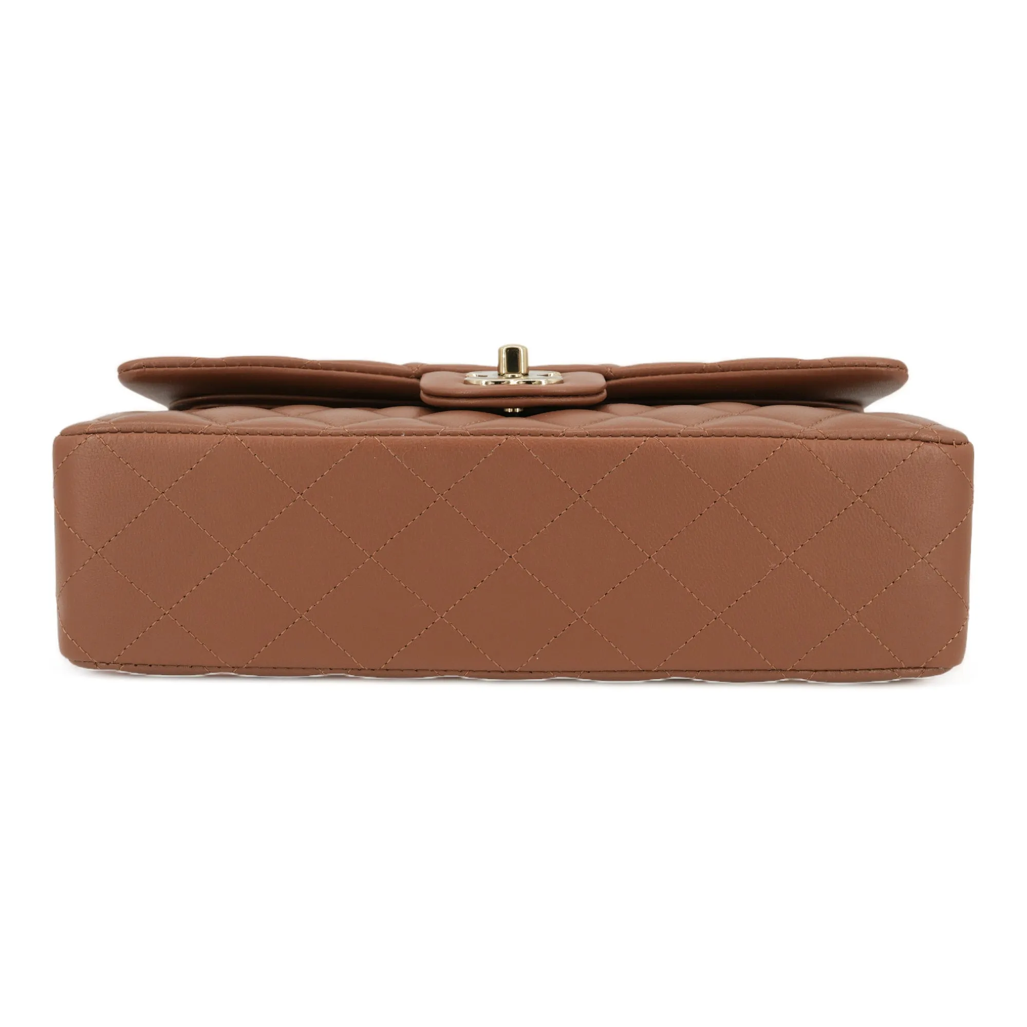 23P Camel Brown Lambskin Medium Classic Double Flap Bag