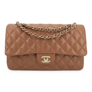 23P Camel Brown Lambskin Medium Classic Double Flap Bag