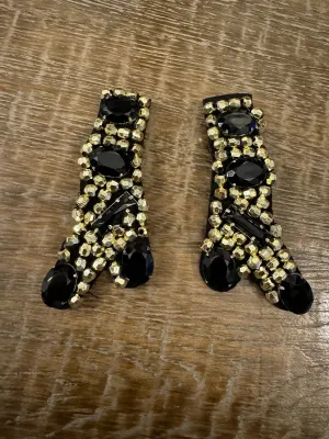 2x Brooch, Beaded Brooch, Shoe Design, Gold, Black, Felt Based Brooch, Handmade, FAN Design