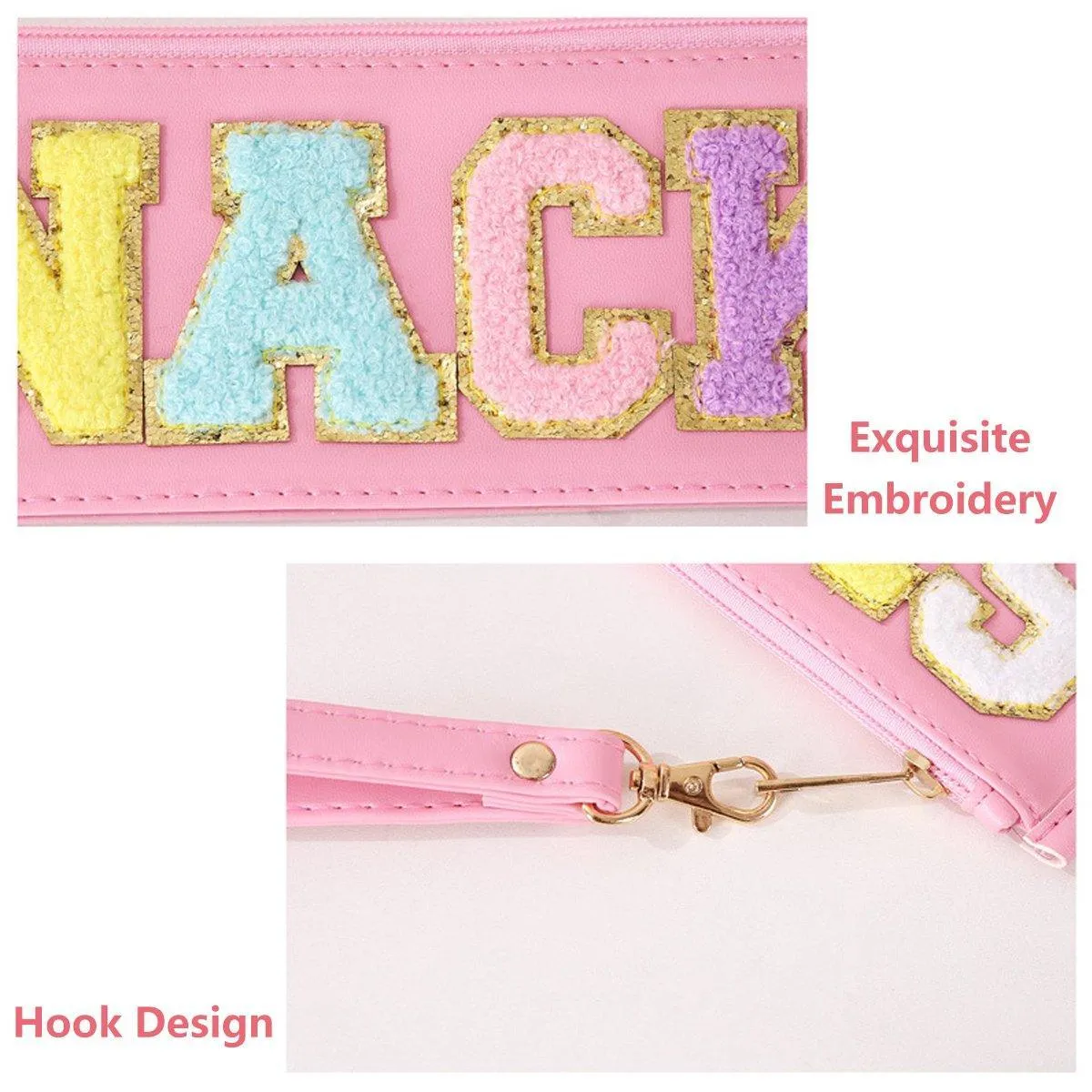 2X Embroidered Letter Cosmetic Bag Transparent PVC Bag Women Travel Toiletry Bag