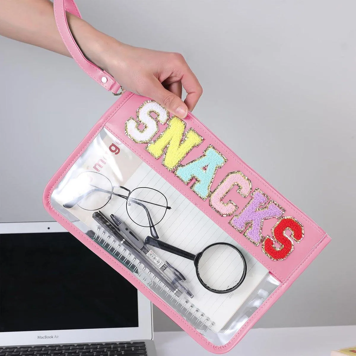 2X Embroidered Letter Cosmetic Bag Transparent PVC Bag Women Travel Toiletry Bag