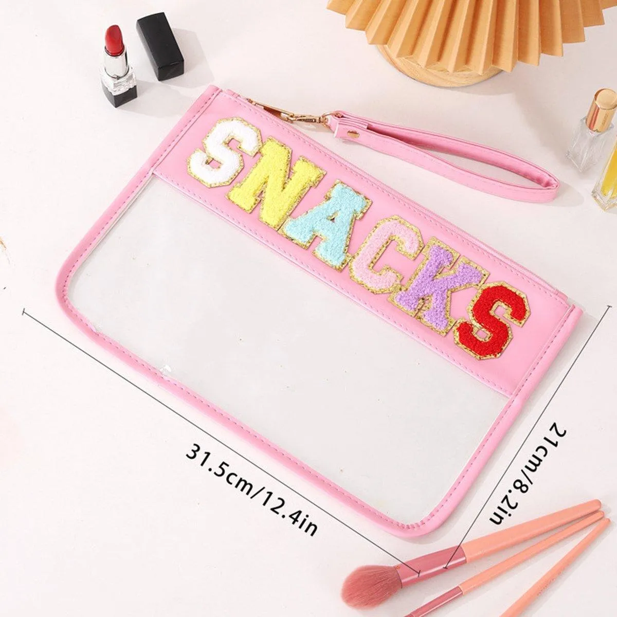 2X Embroidered Letter Cosmetic Bag Transparent PVC Bag Women Travel Toiletry Bag