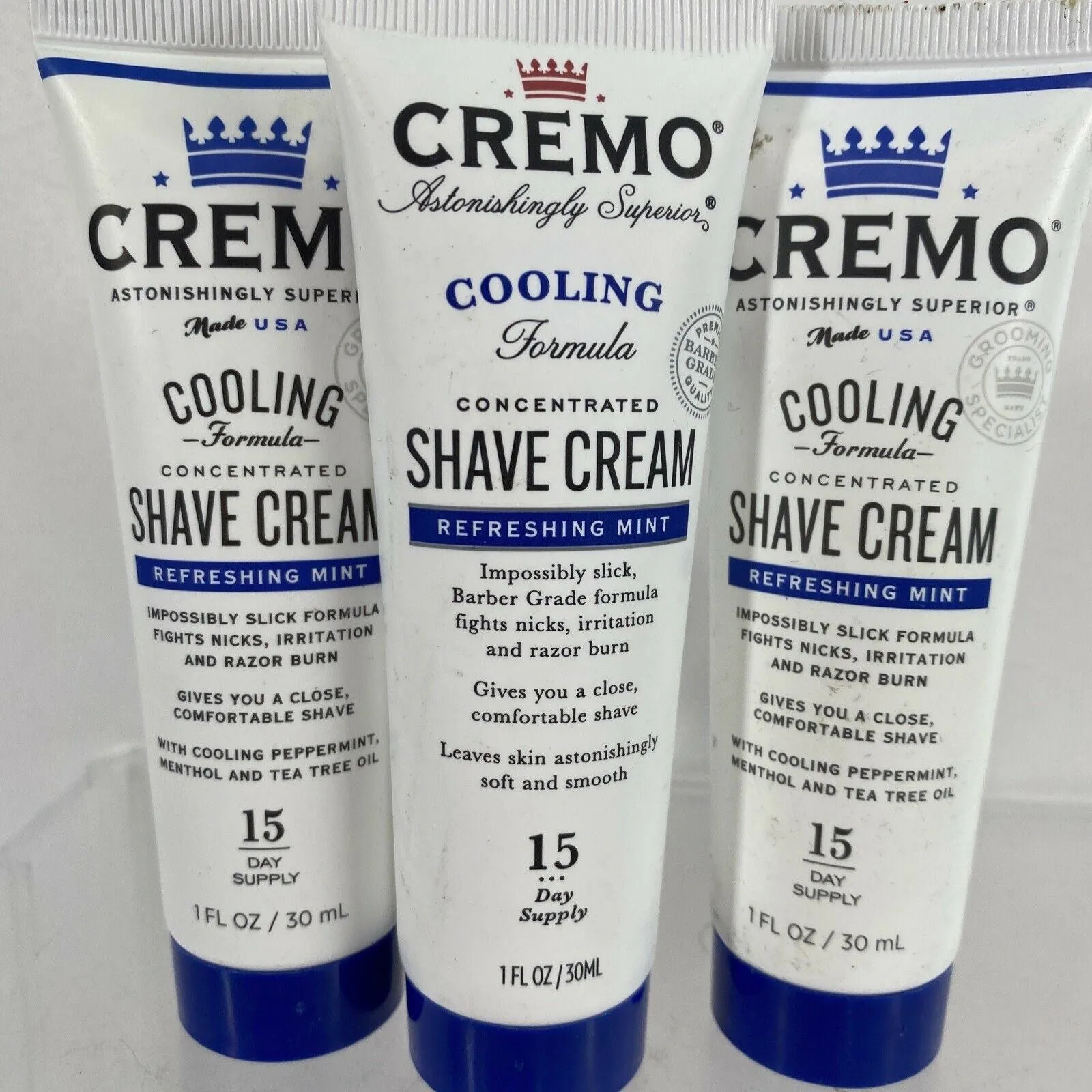 (3) Cremo Concentrated Shave Creme Refreshing Mint Men 1oz Travel Gift Set