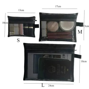 3-in-1 Mesh Transparent Cosmetic Pouch Bags