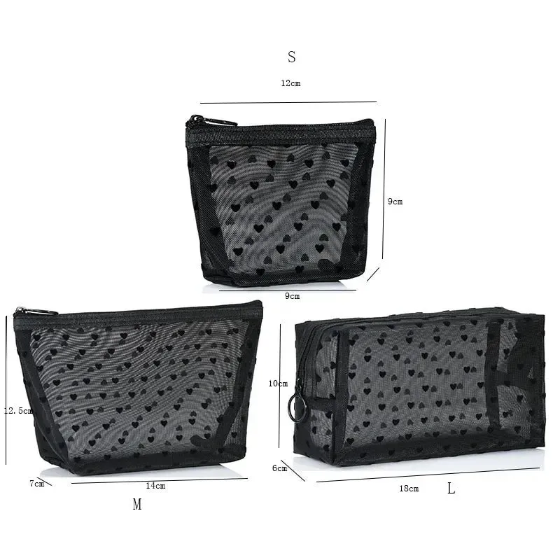 3-in-1 Mesh Transparent Cosmetic Pouch Bags