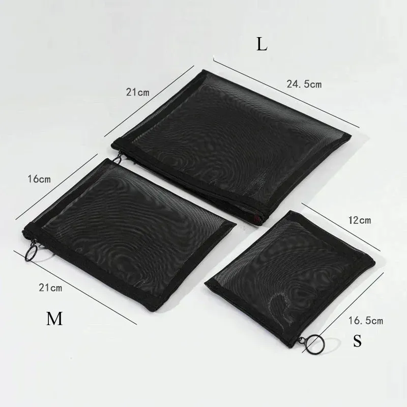 3-in-1 Mesh Transparent Cosmetic Pouch Bags
