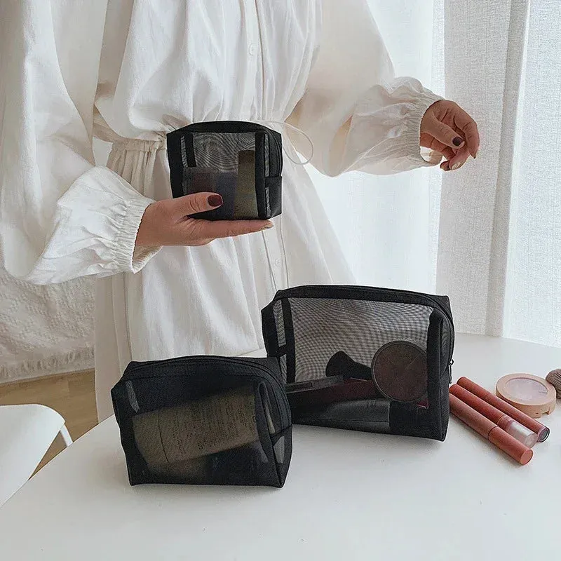 3-in-1 Mesh Transparent Cosmetic Pouch Bags