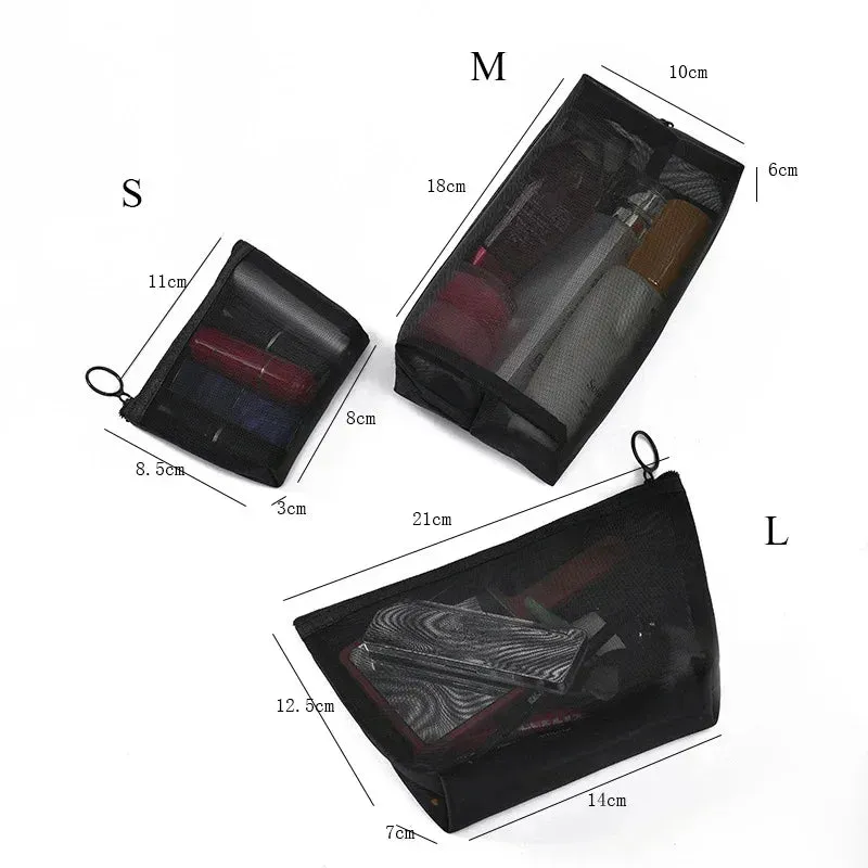 3-in-1 Mesh Transparent Cosmetic Pouch Bags