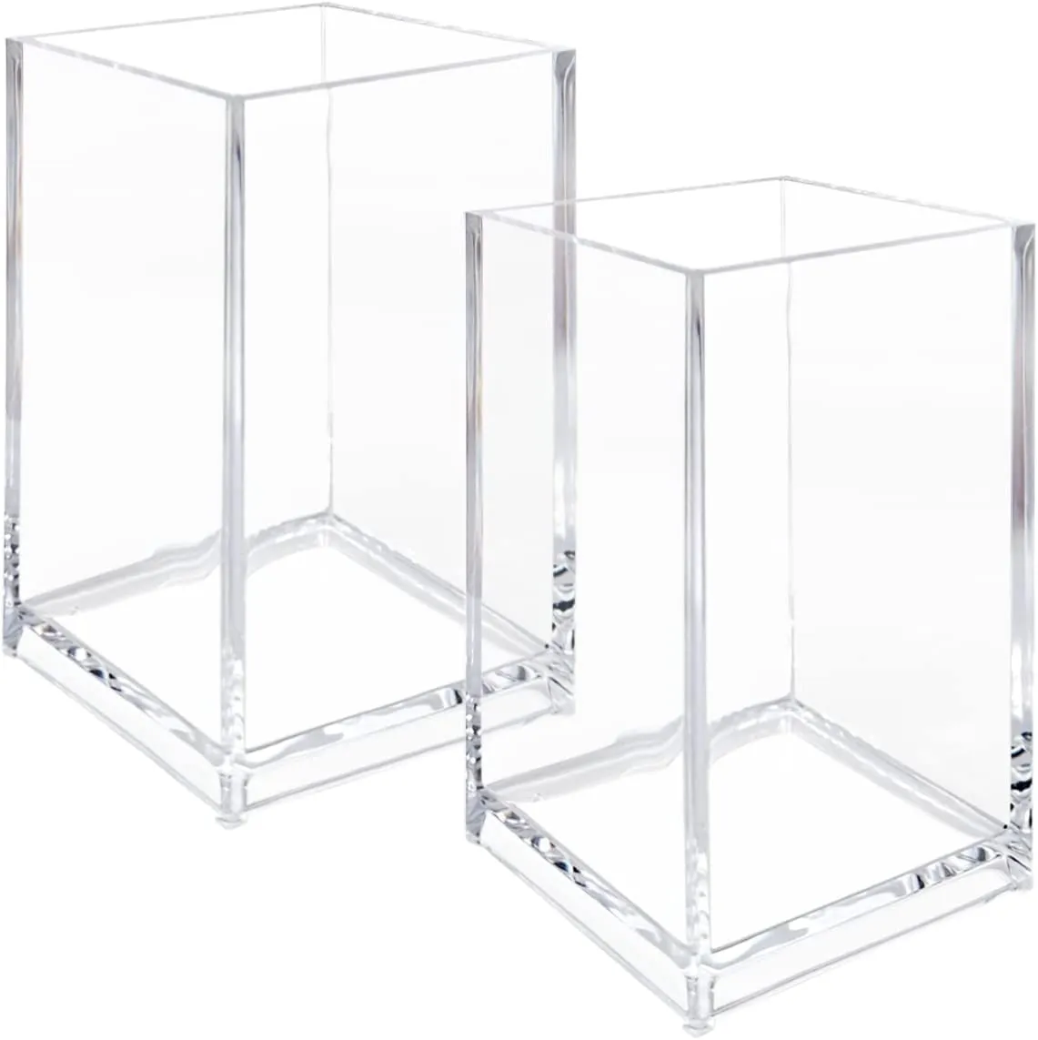 3 Pack Clear Acrylic Cosmetic Pencil Pen Holder Cup, Clear Makeup Brush Holder, Desk Acrylic Brushes Storage
