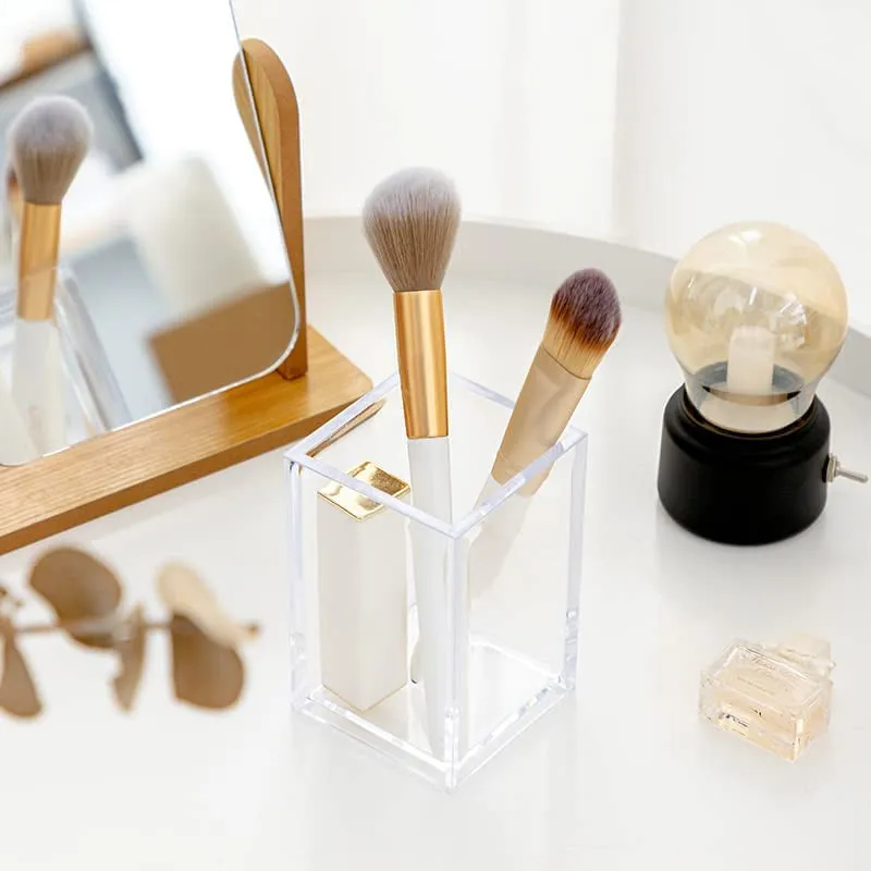 3 Pack Clear Acrylic Cosmetic Pencil Pen Holder Cup, Clear Makeup Brush Holder, Desk Acrylic Brushes Storage