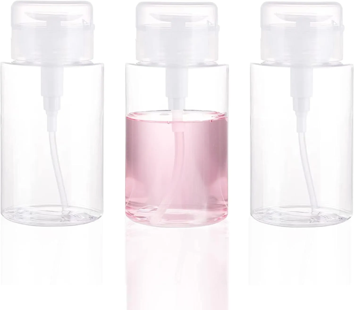 3 Pack Push down Pump Dispenser Empty Push Top Bottles Containers for Nail Polish Makeup Remover Micellar Water Facial Toner 6.7Oz/200Ml