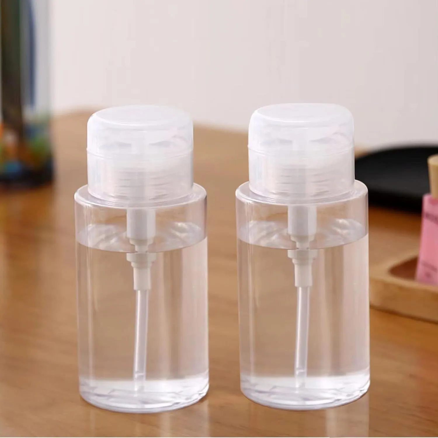 3 Pack Push down Pump Dispenser Empty Push Top Bottles Containers for Nail Polish Makeup Remover Micellar Water Facial Toner 6.7Oz/200Ml